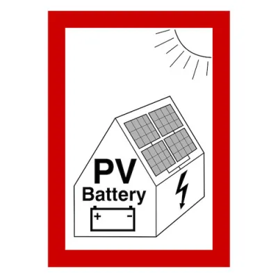 PROTEC.CLASS Brandschutzzeichen PWZPV2 | Aufkleber PV-Anlage mit Batteriespeicher | 105x148 mm PVC selbstklebend