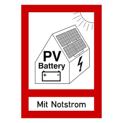 PROTEC.CLASS Brandschutzzeichen PWZPV3 | PV-Anlage Aufkleber | Signalrot RAL 3001 | permanent haftend | 15 m Sichtweite