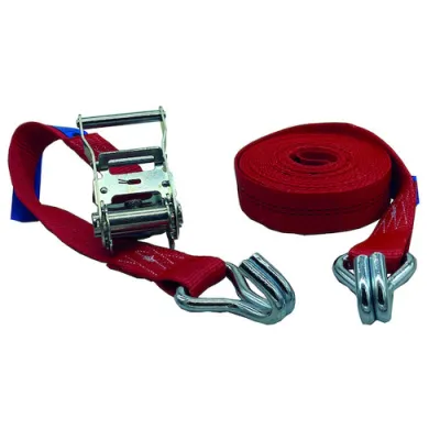PROTEC.CLASS Zurrgurt PZDSH4 | 2-teilig mit Druckratsche & Doppelspitzhaken | 4m | Polyester | 35mm | 1000daN | Rot