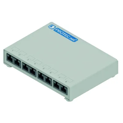 PROTEC.NET Patchpanel PNMP6AG | Cat6A 8x RJ45 geschirmt | LSA-Leiste | 10 Gigabit | Klasse ISO/IEC 11801 | grau