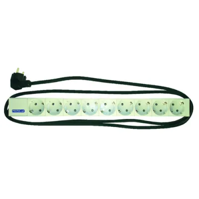 PROTEC.NET Steckdosenleiste 19 Zoll PSSL | 9-fach | Einbau | 1HE | 3680W | Aluminium | 2m Kabel | Schutzkontakt