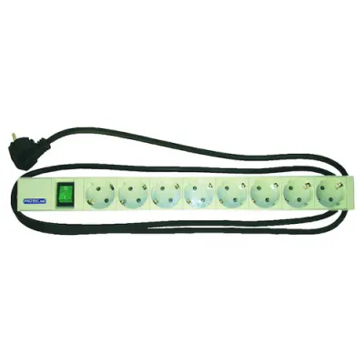 PROTEC.NET Steckdosenleiste 19" PSSLS 8-fach mit Schalter | 1HE | Aluminium | 3680W | 2m Zuleitung | für 19-Zoll-Rack