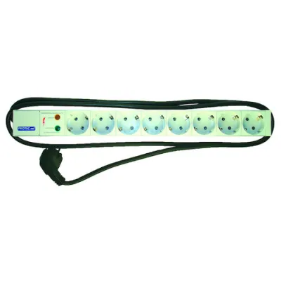 PROTEC.NET Steckdosenleiste 19 Zoll PSSLÜ 285624 | 8-fach | Überspannungsschutz | Aluminium | 2m Zuleitung | VDE 0620-1