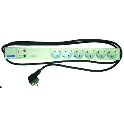 PROTEC Steckdosenleiste 19 Zoll PSSLÜN 05300497 | 6-fach | Überspannungsschutz | Netzfilter | 3680W | Aluminium