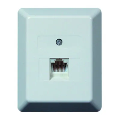 PROTEC.NET Anschlussdose PUAE 1xRJ45 8(8) AP | Netzwerkdose | Aufputz | Universal | Metallrahmen | reinweiß