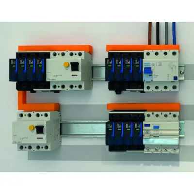 PROTEC.NET ÜSS-Schiene PÜSS3N2L | 3-polig | N | 2-reihig | FI-Schutzschalter & Überspannungsschutz | 16mm² | grau