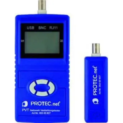 PROTEC.NET Netzwerk Verdrahtungstester PVT | Kabeltester RJ45, RJ11, BNC | bis 1000m Leitungslänge | inkl. 9V Batterie