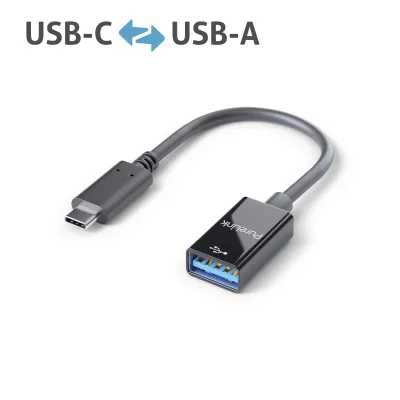PureLink USB-C auf USB-A Adapter IS231 | USB 3.1 Gen 1 | 5 Gbps | 0,1m | Schnellladen | vergoldete Kontakte | schwarz