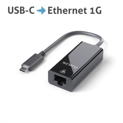 PureLink USB-C auf Ethernet Adapter IS261 | Gigabit 1000Mbps | USB 3.2 Gen 1 | RJ45 | 0,1m | schwarz