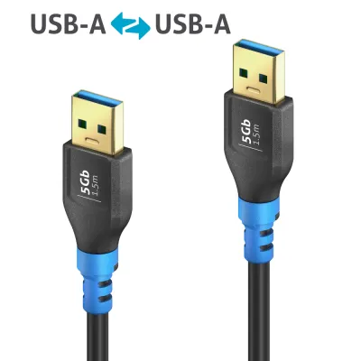 PureLink PC-Kabel FI-U310-015 | USB 3.2 Gen1 Datenkabel USB-A auf USB-A | 1,5m | 5Gbps | FlexInstall | blau