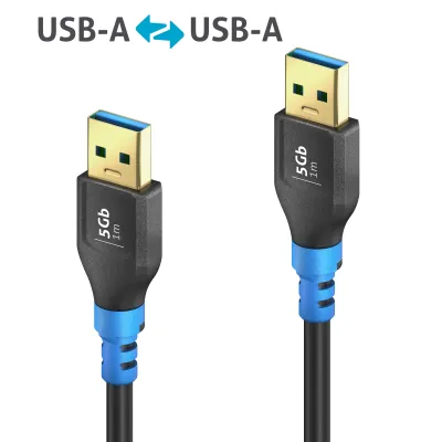 PureLink PC-Kabel FlexInstall FI-U310-010 USB 3.2 Gen1 Datenkabel USB-A auf USB-A | 5 Gbps | 1m | ultraflexibel | blau