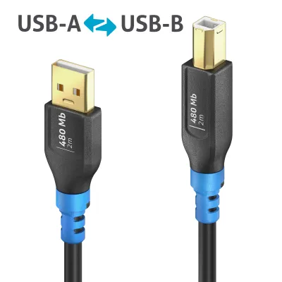 PureLink USB 2.0 Kabel FI-U200-020 | USB-A auf USB-B | 2m | FlexInstall | ultra flexibel | 480 Mbps | Graphen Shield