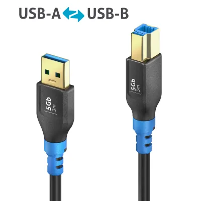 PureLink USB-Kabel FI-U300-030 | USB 3.2 Gen1 | USB-A auf USB-B | 3m | ultraflexibel | 5 Gbps | Graphen-Abschirmung