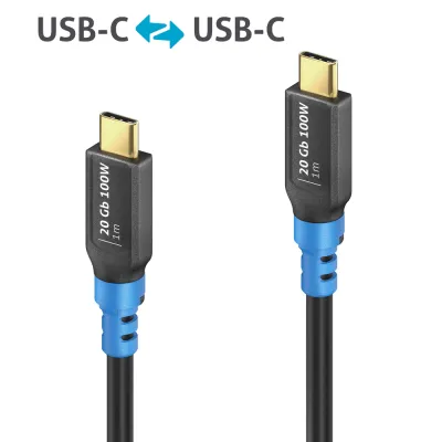 PureLink PC-Kabel FI-U400-010 | USB4 Gen2x2 20Gbps | USB-C auf USB-C | 1m | 100W Power Delivery | E-Marker | Blau