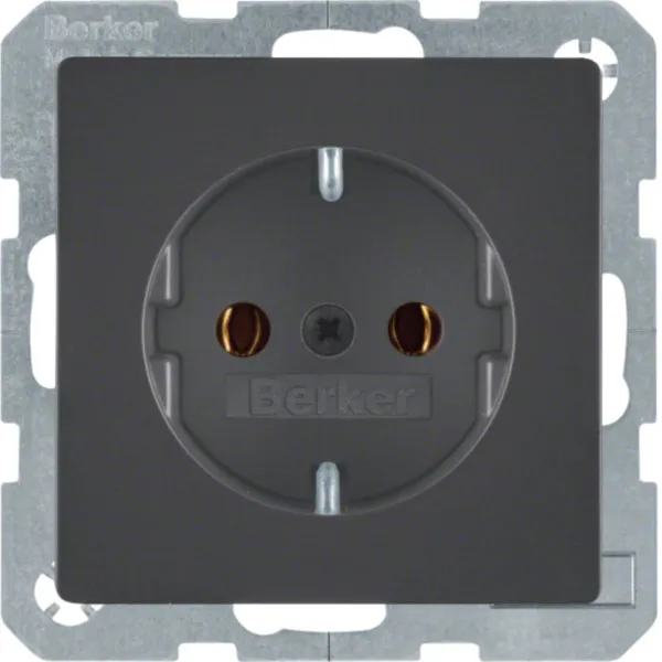 Berker Steckdose SCHUKO 47436086 Q.1/Q.3 | Unterputz | 16A 250V | Steckklemmen | IP20 | halogenfrei | anthrazit matt