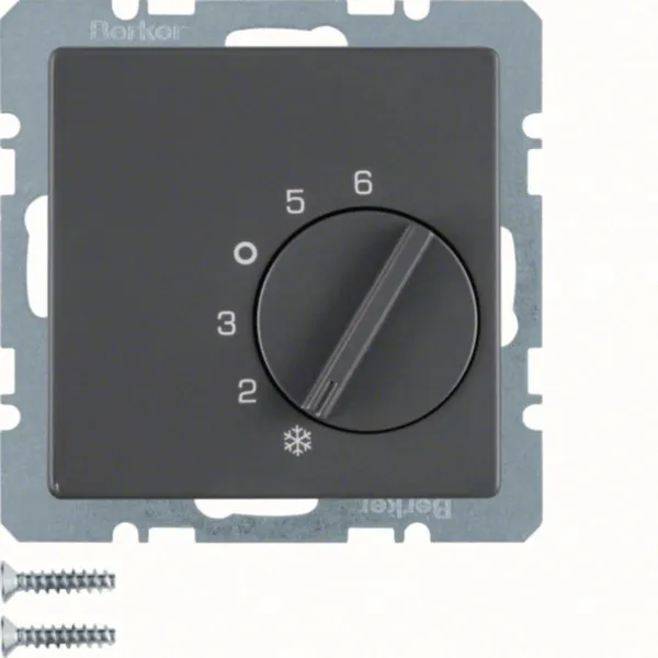 Berker Raumtemperaturregler 20266086 Q.1/Q.3 | Unterputz | IP20 | Bimetall | Temperaturbereich 5–30°C | anthrazit samt