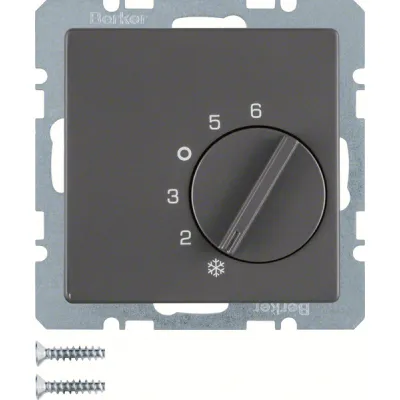 Berker Raumtemperaturregler 20266086 Q.1/Q.3 | Unterputz | IP20 | Bimetall | Temperaturbereich 5–30°C | anthrazit samt