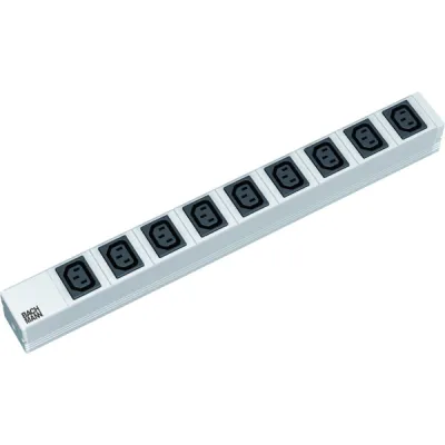Bachmann Steckdosenleiste 19" Rack 1HE 333.539 | 9x IEC C13 | 2m Zuleitung Schukostecker | Aluminium | schwarz