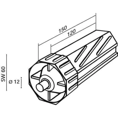Rademacher Walzenkapsel SW60 9600 00 14 Achsstift D:12mm L:120mm Rademacher Walz