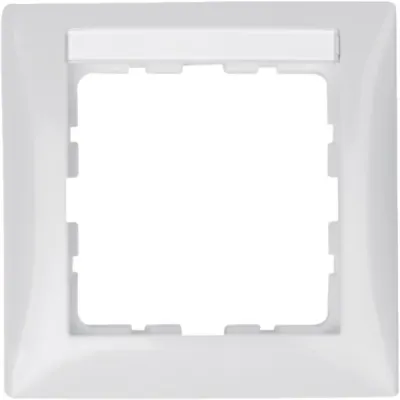 Berker Abdeckrahmen 1-fach | Beschriftungsfeld | Duroplast | Unterputz | polarweiß glänzend