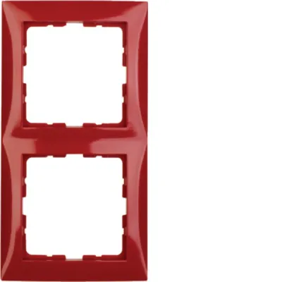 Berker Rahmen 2-fach S.1 10128962 | Abdeckrahmen Schalter Steckdosen | Unterputz | Kunststoff Duroplast | glänzend rot