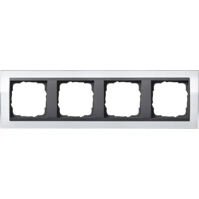 GIRA Abdeckrahmen 4-fach 0214728 | Event Klar | Kunststoff | bruchsicher | für anthrazitfarbene Zentraleinsätze | weiß