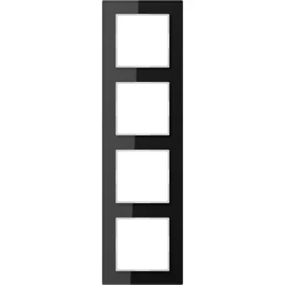 JUNG Glasrahmen 4-fach AC584GLSW | Rahmen für Serie A 500/A creation | 84x297mm | Glas glänzend | schwarz