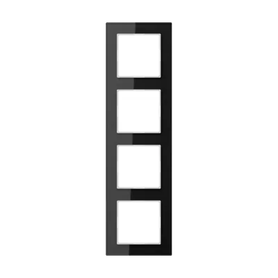 JUNG Glasrahmen 4-fach AC584GLSW | Rahmen für Serie A 500/A creation | 84x297mm | Glas glänzend | schwarz