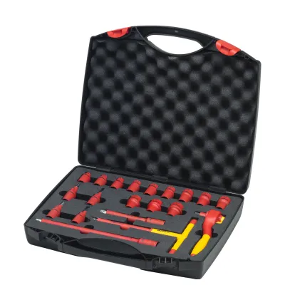 Wiha Ratschenschlüssel-Set 43023 | isoliert 3/8" (21-tlg.) | Umschalthebel | Verlängerung | Koffer | rot/gelb