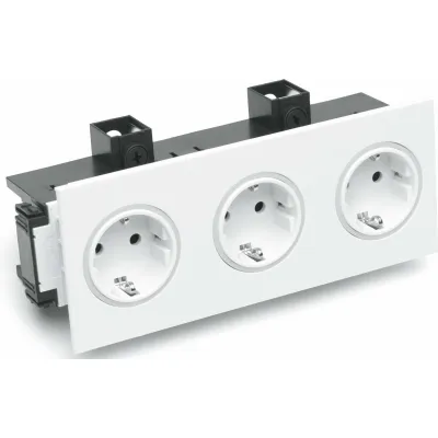 OBO Bettermann Steckdose 3-fach SIGNA IN BRK 3STD rws 6121032 | 16A 250V | erhöhter Berührungsschutz | IP20 | RAL9010