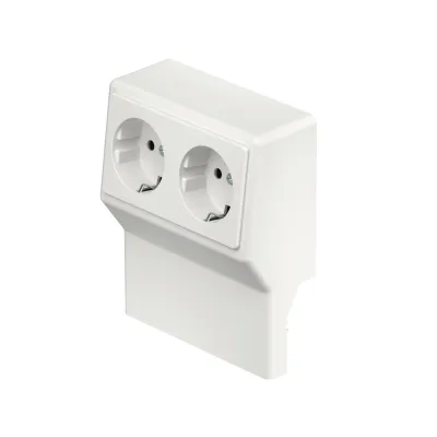 Rehau Geräteträger SL-K SL2GT5070 | Doppelsteckdose 2x SCHUKO | 50x20/70 mm | Kunststoff | IP40 | RAL 9010