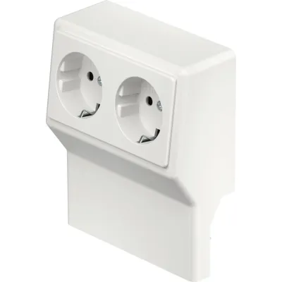 Rehau Geräteträger SL-K SL2GT5070 | Doppelsteckdose 2x SCHUKO | 50x20/70 mm | Kunststoff | IP40 | RAL 9010