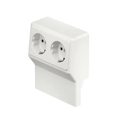 Rehau Geräteträger SL-K SL2GT5070 | Doppelsteckdose 2x SCHUKO | 50x20/70 mm | Kunststoff | IP40 | RAL 9010