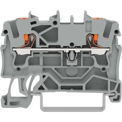 WAGO Durchgangsklemme 2-Leiter 2202-1201 | Push-in CAGE CLAMP | 2,5 mm² | 24A 800V | Hutschiene TH35 | grau