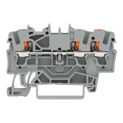 WAGO Durchgangs-Reihenklemme 2202-1301 | 3-Leiter | Push-in CAGE CLAMP | 0,25-4 mm² | 24A | 800V | grau