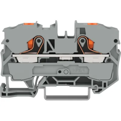 WAGO 2-Leiter-Durchgangsklemme 2210-1201 | Push-in CAGE CLAMP | 0,5-16 mm² | 57A | Hutschiene TH35 | 1 Etage | grau