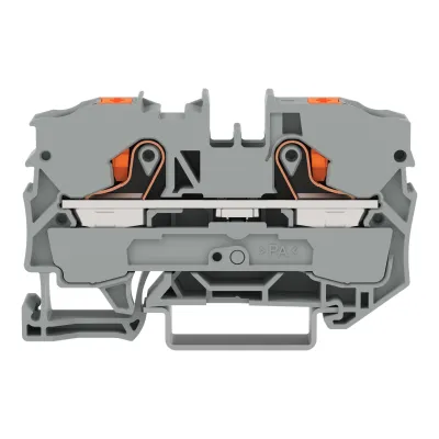 WAGO 2-Leiter-Durchgangsklemme 2210-1201 | Push-in CAGE CLAMP | 0,5-16 mm² | 57A | Hutschiene TH35 | 1 Etage | grau