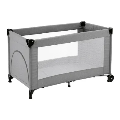 Haberkorn-Baby Reisebett 766235 | klappbar mit Rollen & Matratze | Seiteneingang | 120x60 cm | bis 15 kg | grau
