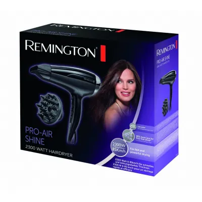 Remington D5215 Pro-Air Shine Haartrockner | 2300W | Ionen | Keramik | 3 Heizstufen | Diffusor | Schwarz