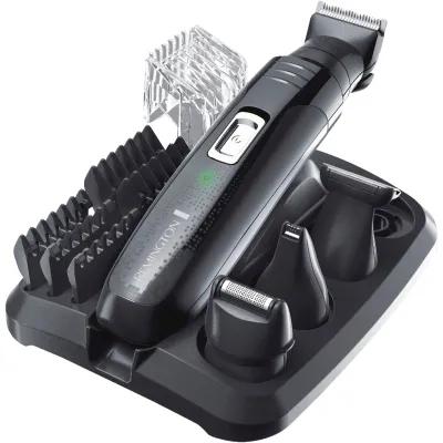 Remington Bartschneider PG6130 | Multigroomer Set für Bart, Gesicht & Körper | Titan-Klingen | 4 Aufsätze | Akku