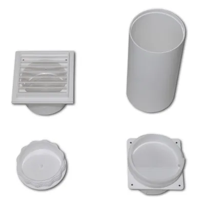 Remko Wanddurchführung 1613118 | für RKL 300 & 360 | Abluftschlauch Ø125 mm | Kunststoff | Außengitter