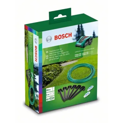 Bosch Reparaturset Begrenzungsdraht Indego F016800553 | Mähroboter Zubehör | 10 m Draht, 20 Haken, 2 Verbinder