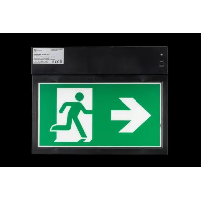 UNLIMITED Rettungszeichenleuchte M AT 3H black | LED Notleuchte | IP40 | 24m | LiFePO4 Akku | Wandmontage | Schwarz