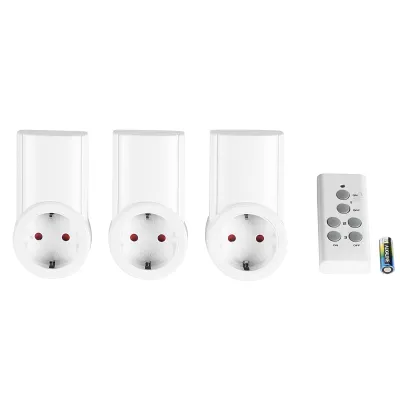 REV Funksteckdosen-Set 3er | Fernbedienung | 1000W | 25m Reichweite | Kinderschutz | Weiß