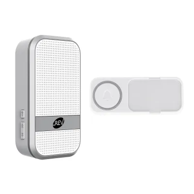 REV Funkklingel Set Orchestra R 82620103 | Funkgong kabellos | 150m Reichweite | 58 Melodien | 90dB | IP55 | Weiß