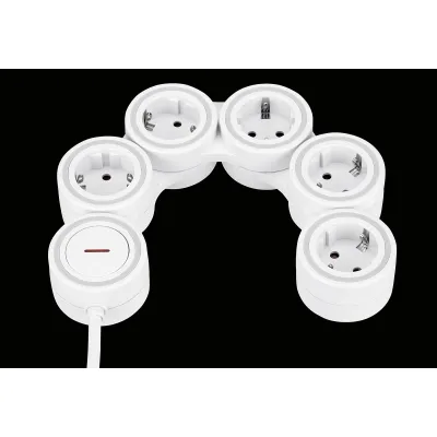 REV Steckdosenleiste SupraFlex 0015520115 | 5-fach | flexibel biegsam | Schalter | 1,4m Kabel | Berührungsschutz | weiß