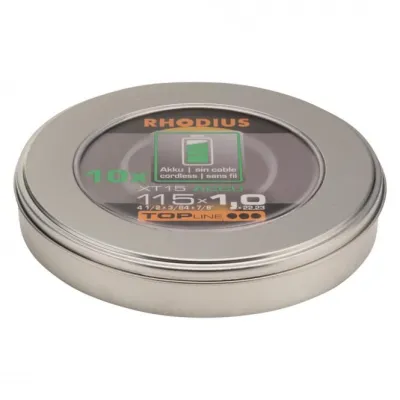 RHODIUS Akku-Trennscheibe XT15 ACCU BOX 115 x 1,0 x 22,23 mm | Edelstahl | extrafein | 10 Stück | Winkelschleifer