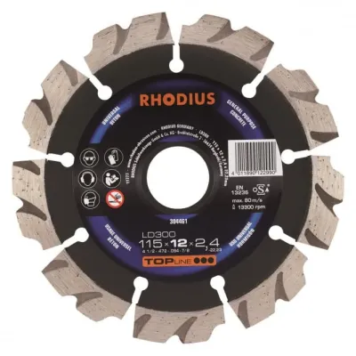 Rhodius Diamanttrennscheibe LD300 304461 | Beton | 115 x 2,4 x 22,23 mm | Turbo-Segmente | für Winkelschleifer