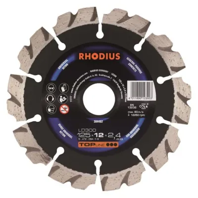 Rhodius Diamantscheibe LD 300 | Trennscheibe Beton Universal | 125 mm | Turbo-Segmente | Nass- & Trockenschnitt