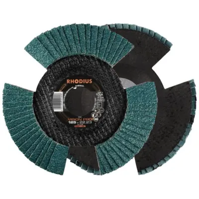 RHODIUS Lamellenschleifscheibe VISION PRO 125 x 22,23 mm K40 | Zirkon | für Edelstahl & Stahl